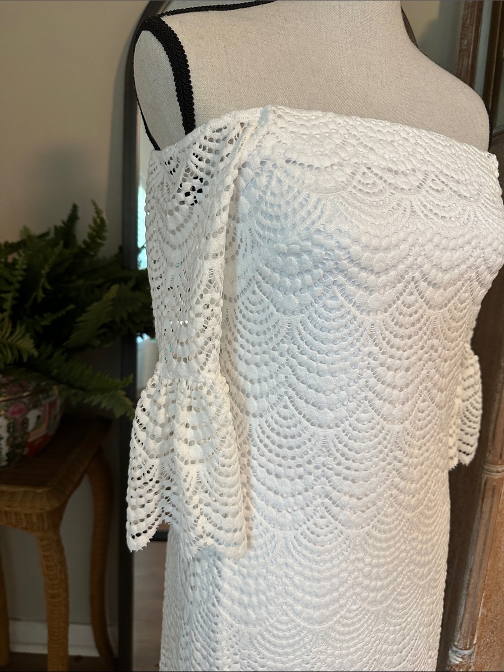 Lilly Pulitzer White Crochet Off-Shoulder Mini Dress - Picture 2 of 5